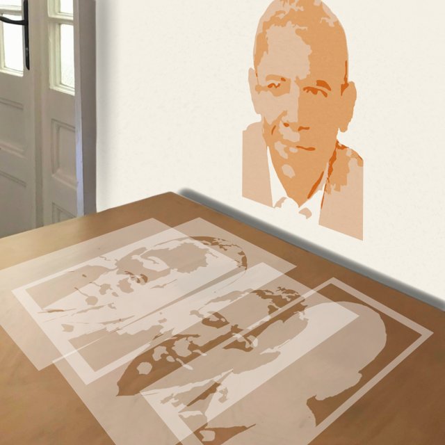 Obama stencil in 4 layers, simulated painting