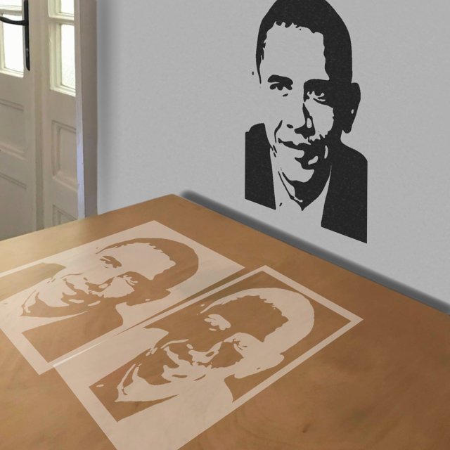 Obama stencil in 2 layers, simulated painting