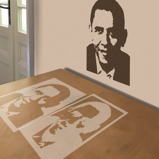 Obama stencil in 2 layers, simulated painting