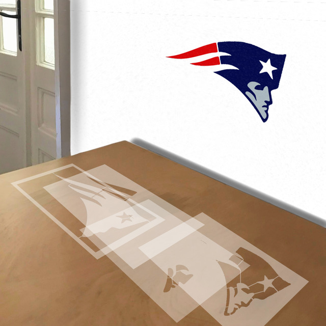 Simulated painting of stencil of New England Patriots