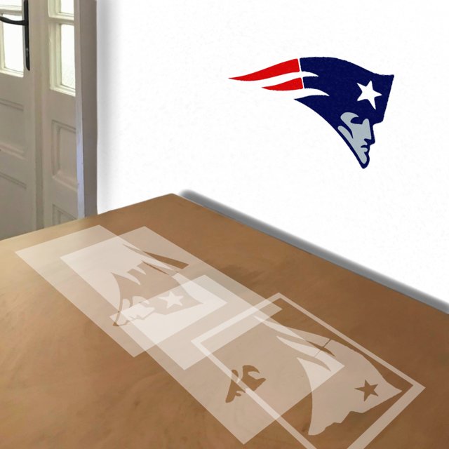 New England Patriots stencil in 4 layers, simulated painting