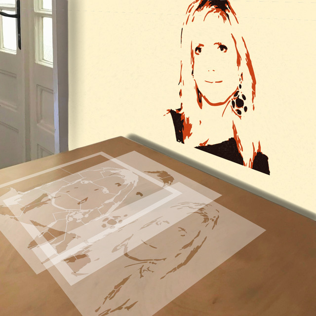 Heidi Klum stencil in 3 layers, simulated painting