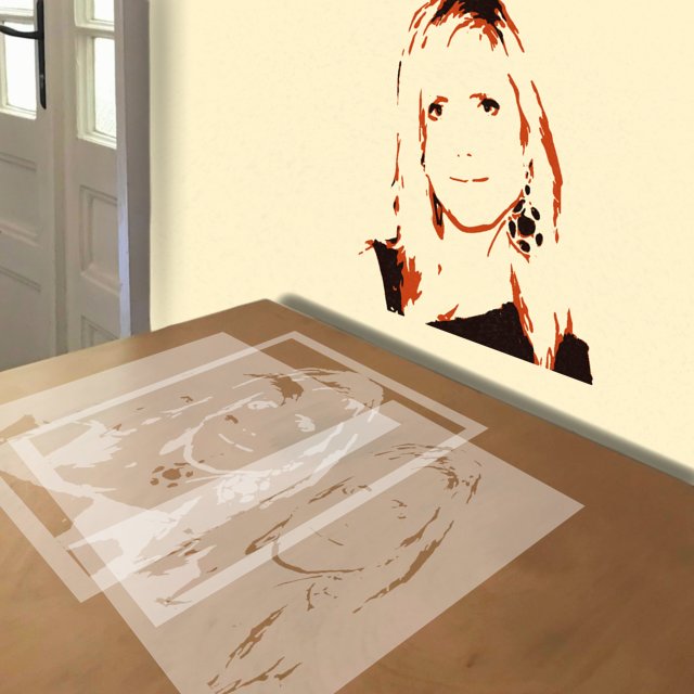 Heidi Klum stencil in 3 layers, simulated painting