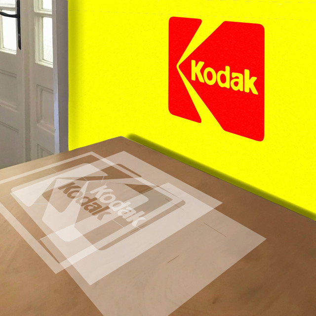 Kodak Logo stencil in 3 layers, simulated painting