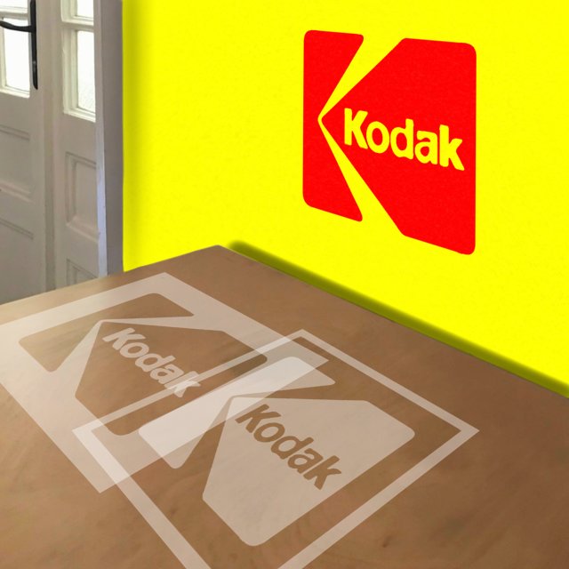 Kodak Logo stencil in 3 layers, simulated painting