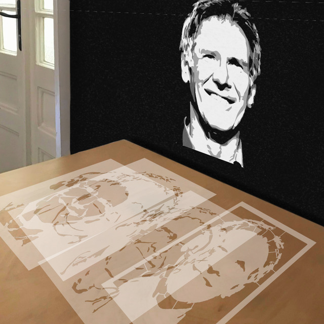 Harrison Ford stencil in 4 layers, simulated painting