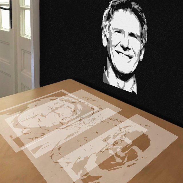 Harrison Ford stencil in 4 layers, simulated painting