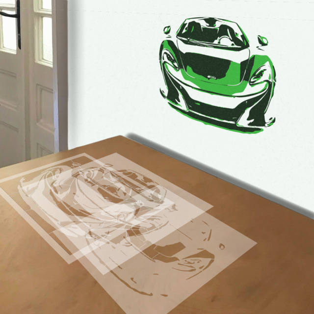 McLaren stencil in 3 layers, simulated painting