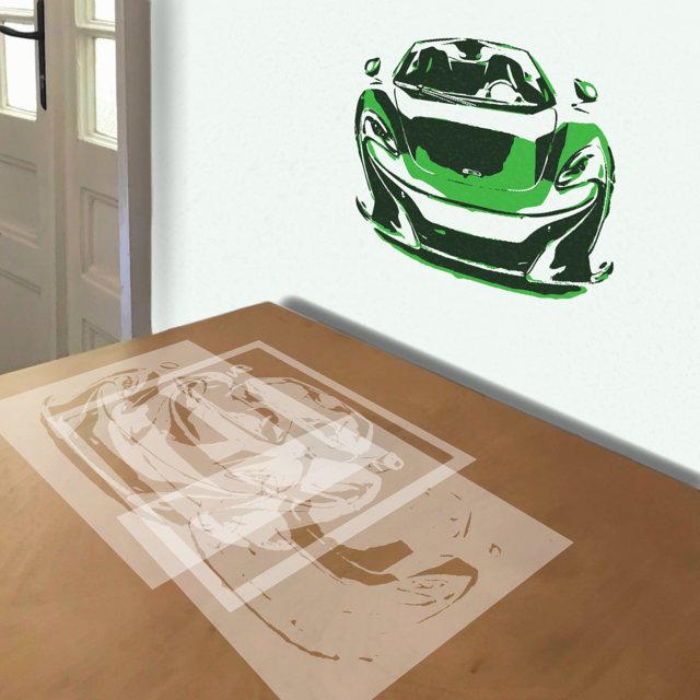 McLaren stencil in 3 layers, simulated painting