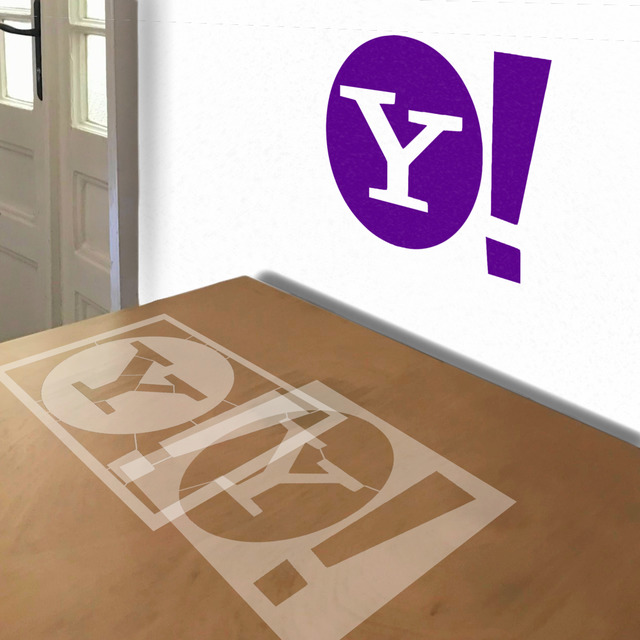 Yahoo! Logo stencil in 2 layers, simulated painting