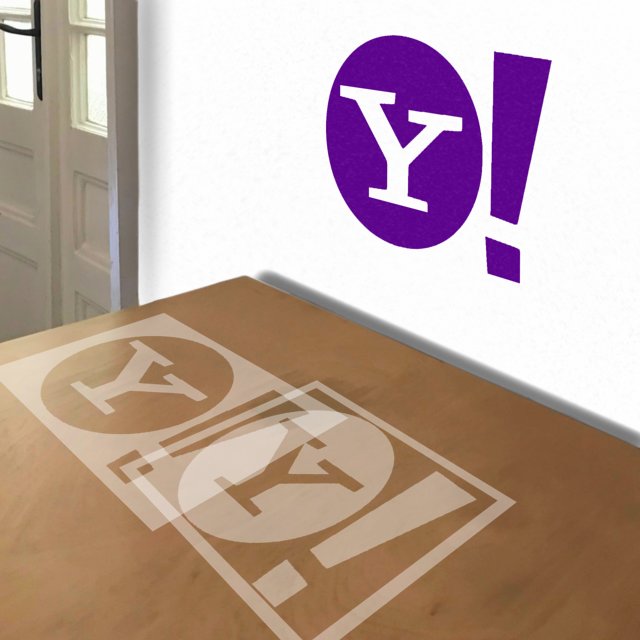 Yahoo! Logo stencil in 2 layers, simulated painting