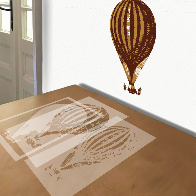 Early Hot Air Balloon stencil in 3 layers, simulated painting