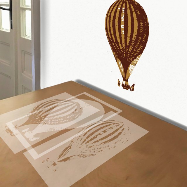 Early Hot Air Balloon stencil in 3 layers, simulated painting