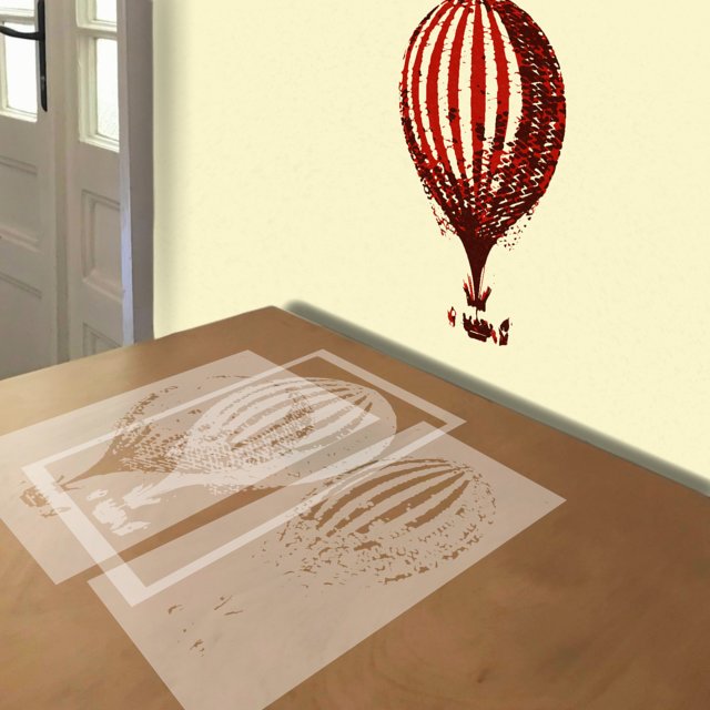 Early Hot Air Balloon stencil in 3 layers, simulated painting