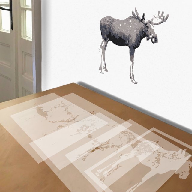 Moose stencil in 5 layers, simulated painting