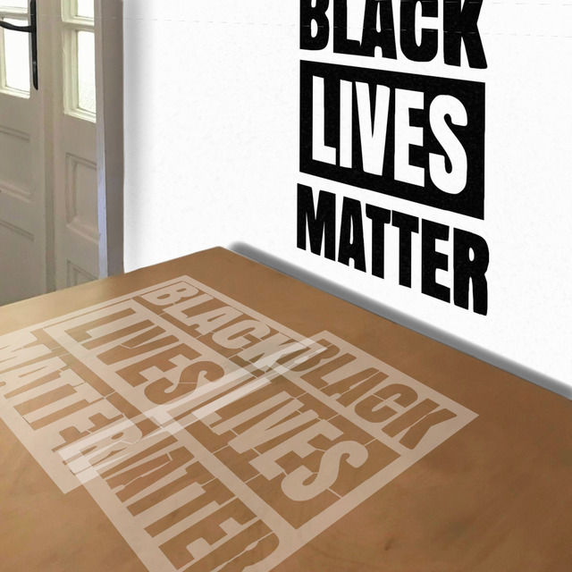 Black Lives Matter stencil in 2 layers, simulated painting