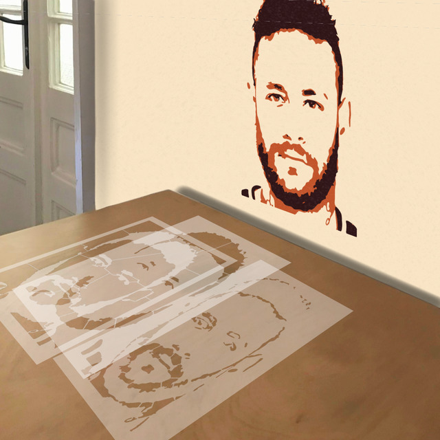 Klay Thompson stencil in 3 layers, simulated painting