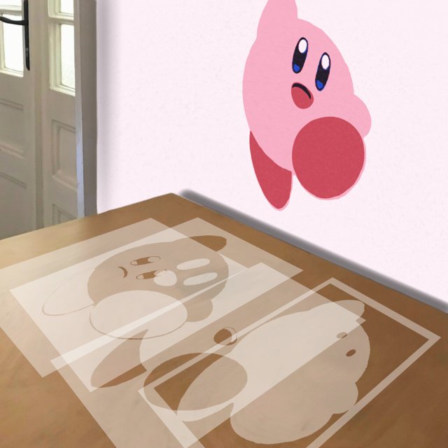 Kirby stencil in 5 layers, simulated painting