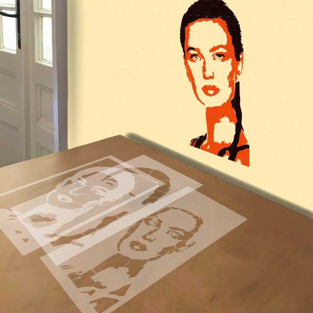 Simulated painting of stencil of Paulina Porizkova