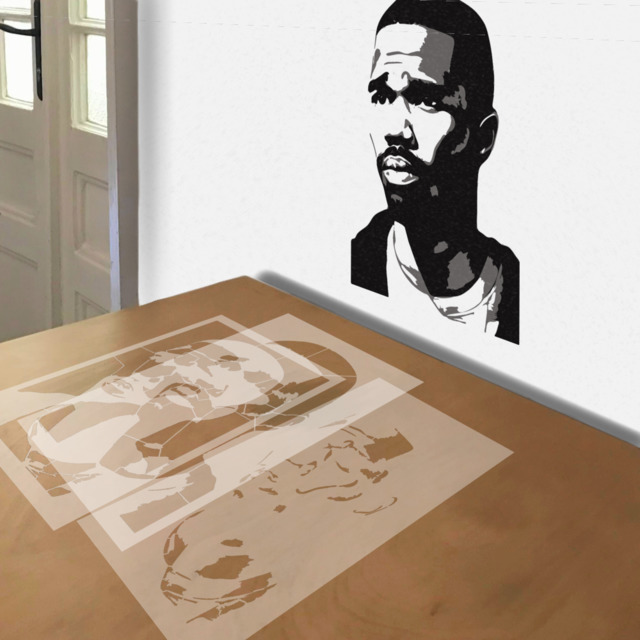Frank Ocean stencil in 3 layers, simulated painting