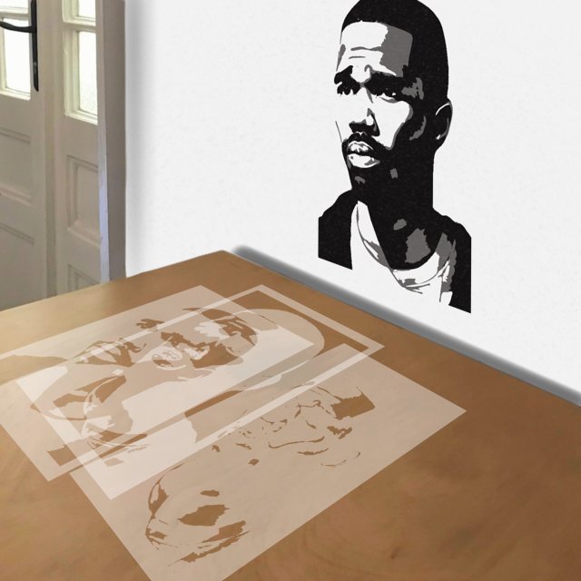 Frank Ocean stencil in 3 layers, simulated painting