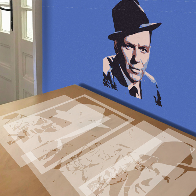 Sinatra stencil in 5 layers, simulated painting