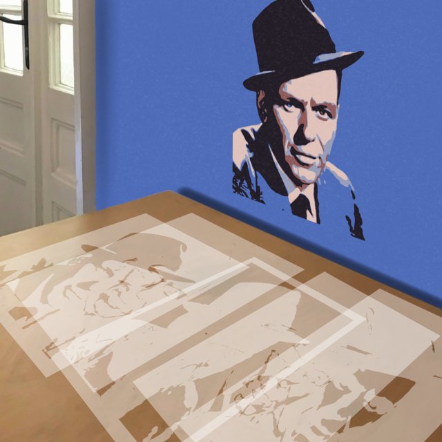 Sinatra stencil in 5 layers, simulated painting