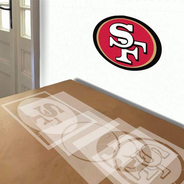 49ers stencil in 5 layers, simulated painting