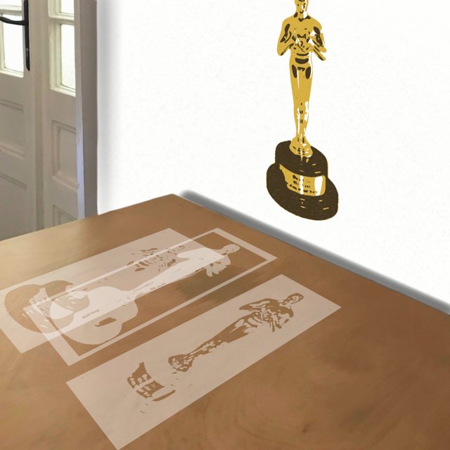 Oscar stencil in 3 layers, simulated painting