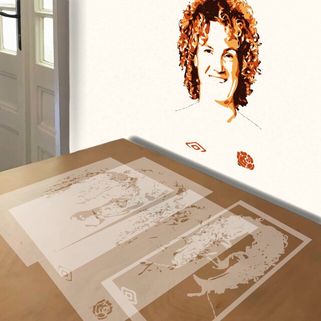 Ellie Kildunne stencil in 5 layers, simulated painting