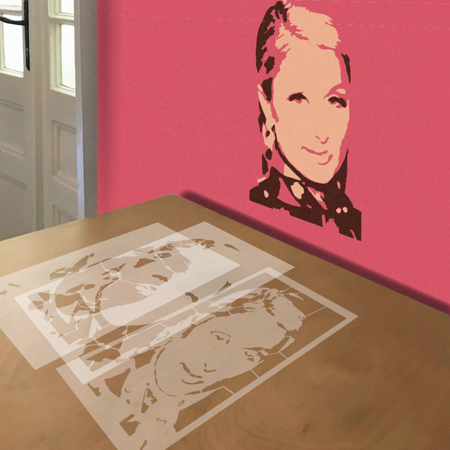 Paris Hilton stencil in 3 layers, simulated painting