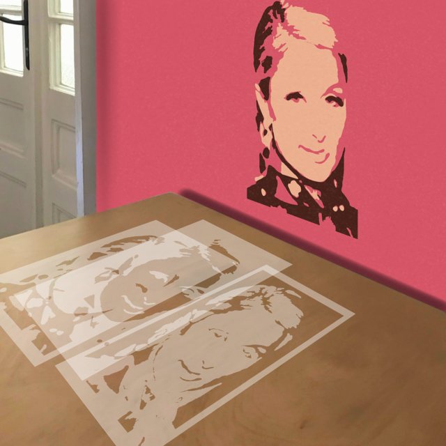 Paris Hilton stencil in 3 layers, simulated painting