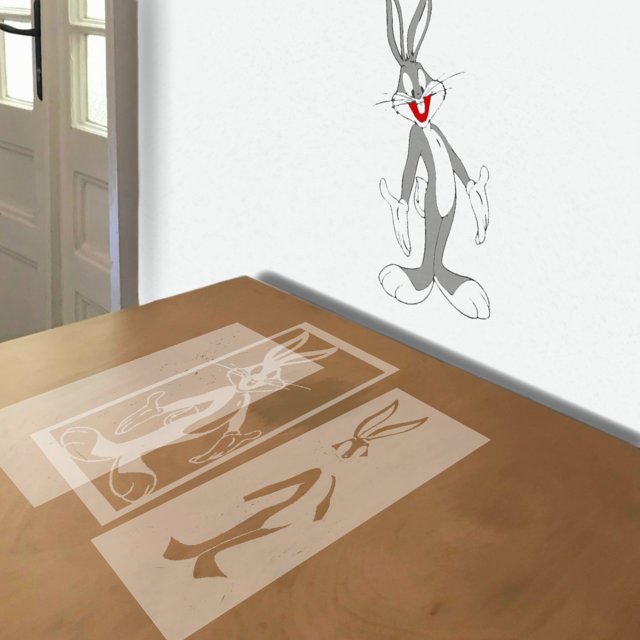 Bugs Bunny stencil in 4 layers, simulated painting