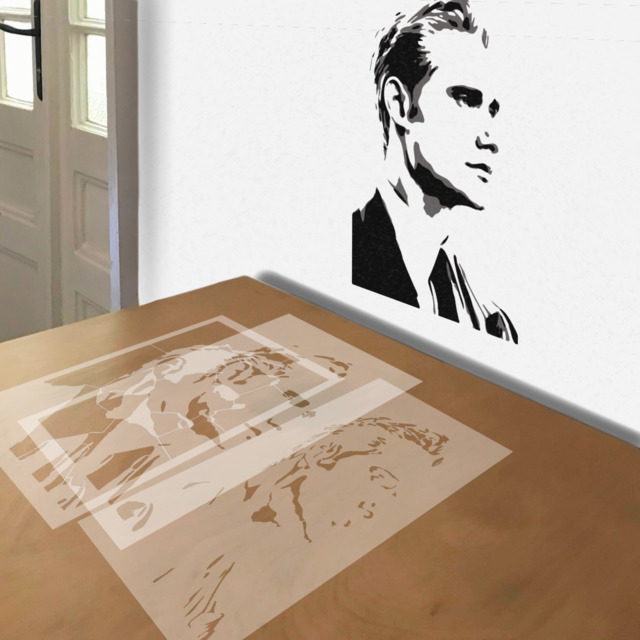 Carlisle Cullen stencil in 3 layers, simulated painting