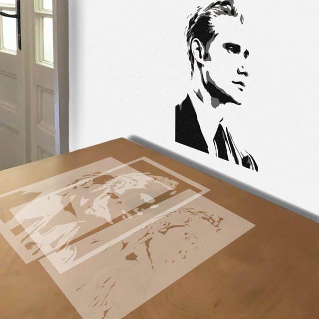 Carlisle Cullen stencil in 3 layers, simulated painting