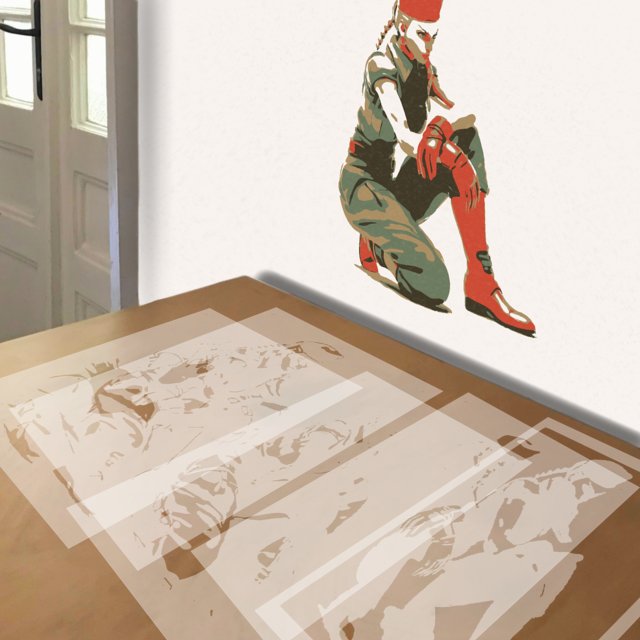 Cammy White stencil in 5 layers, simulated painting