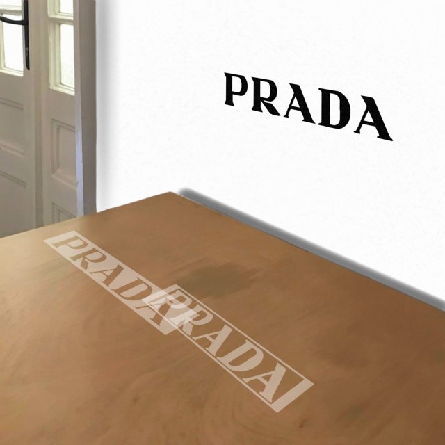 Prada stencil in 2 layers, simulated painting