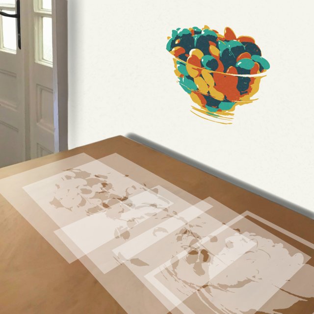 Candy stencil in 5 layers, simulated painting