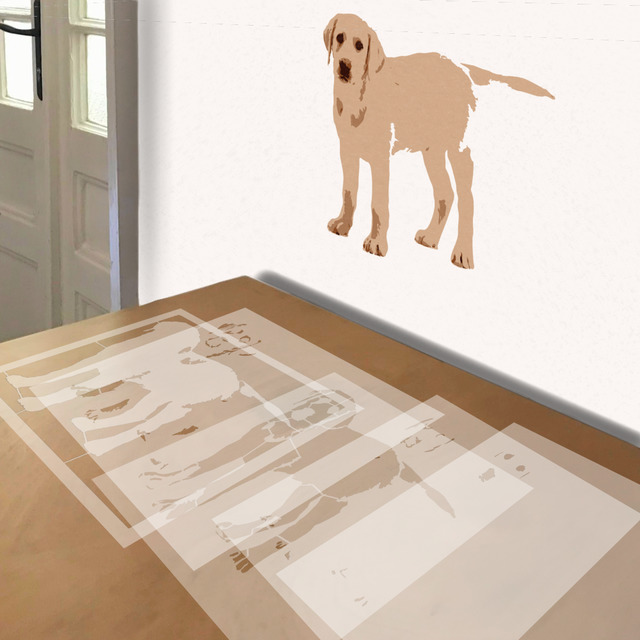 Labrador Retriever stencil in 5 layers, simulated painting
