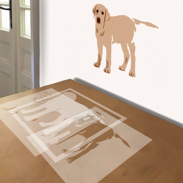 Labrador Retriever stencil in 5 layers, simulated painting