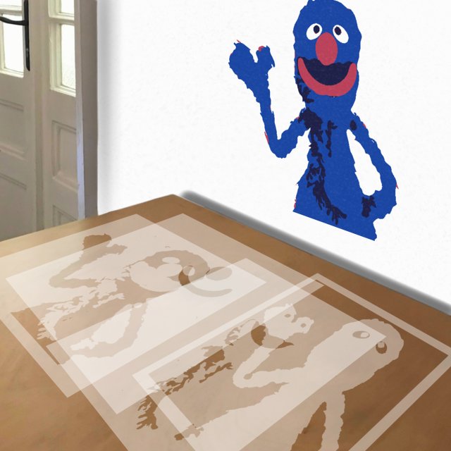 Grover stencil in 4 layers, simulated painting