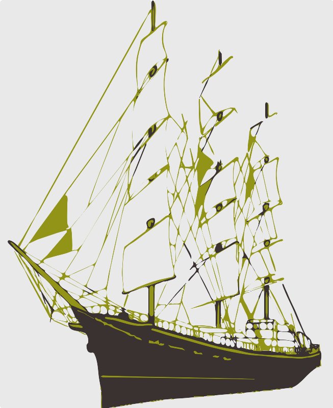 Stencil of Three-Masted Sailing Ship