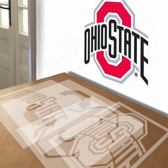 Ohio State stencil in 4 layers, simulated painting