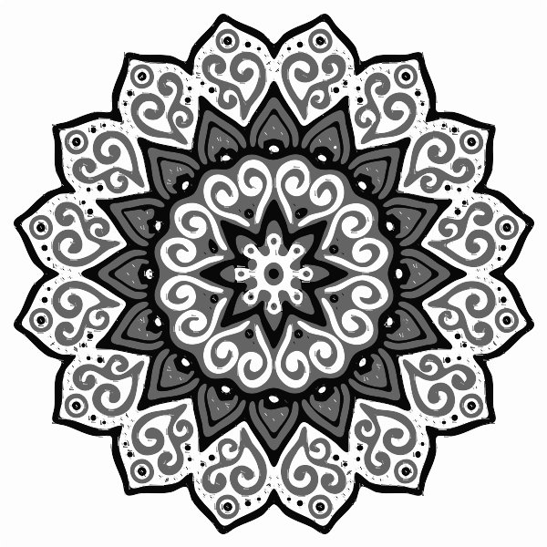 Stencil of Mandala in Red and Green