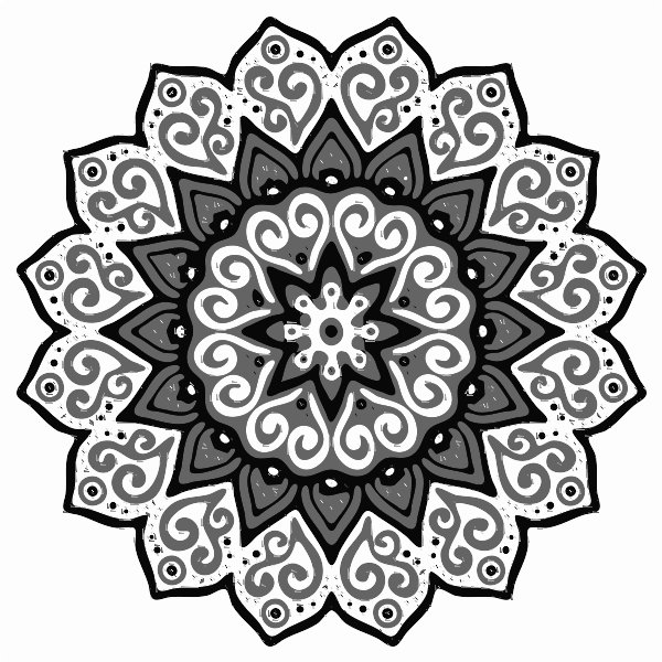 Stencil of Mandala in Red and Green