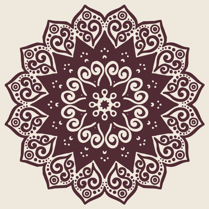 Stencil of Mandala in Red and Green