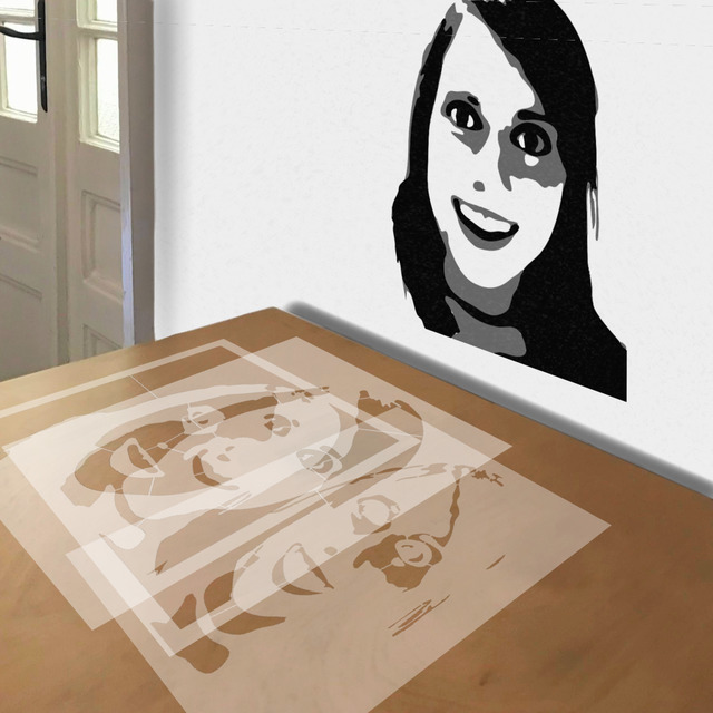 Overly Attached Girlfriend Meme stencil in 3 layers, simulated painting