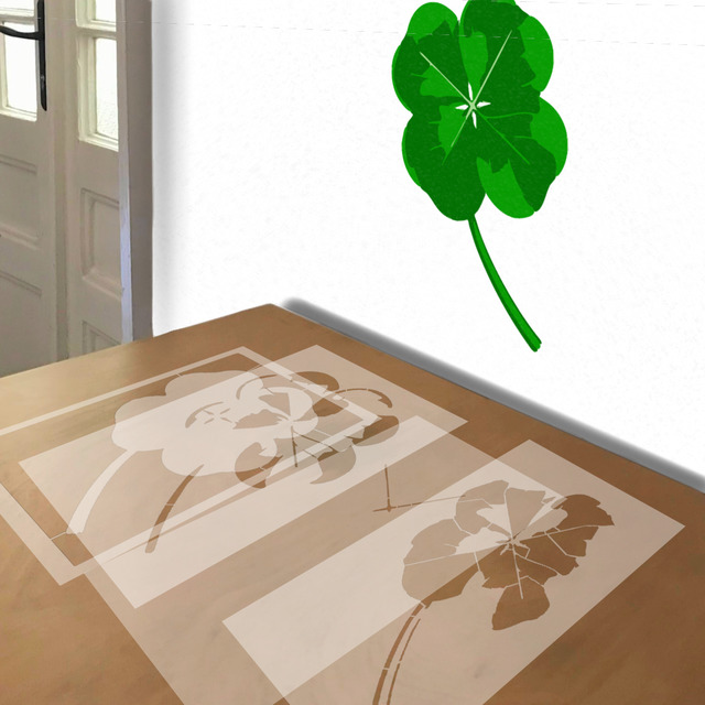 Clover stencil in 4 layers, simulated painting