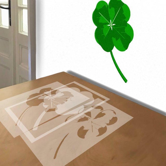 Clover stencil in 4 layers, simulated painting