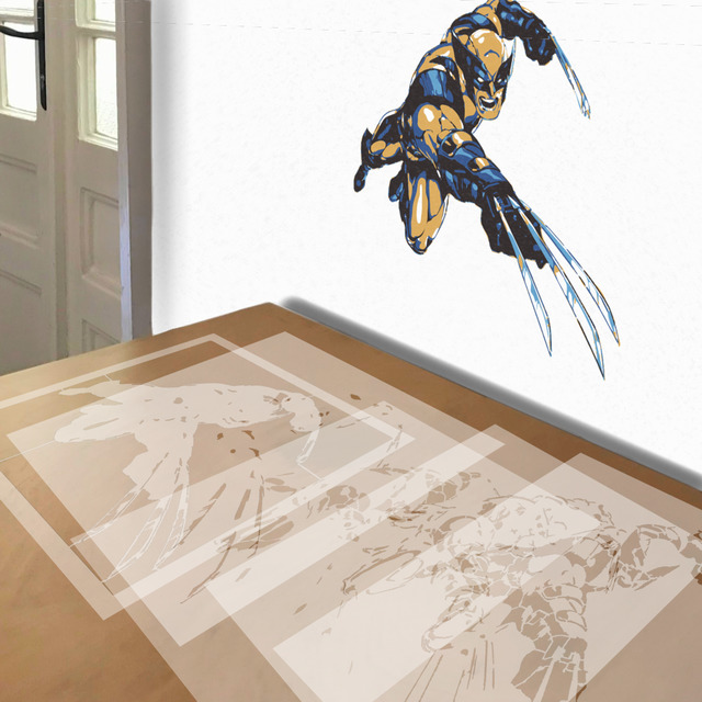 Wolverine Lunging stencil in 5 layers, simulated painting